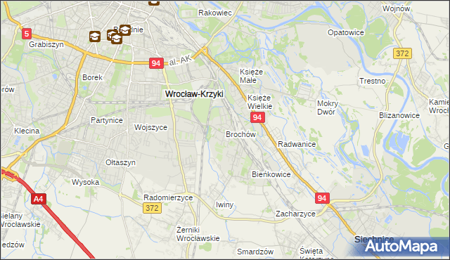 mapa Brochów gmina Wrocław, Brochów gmina Wrocław na mapie Targeo