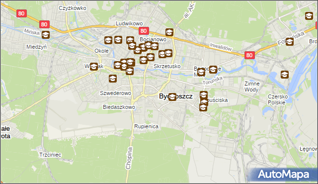 mapa Bydgoszczy, Bydgoszcz na mapie Targeo