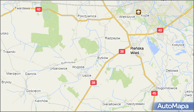 mapa Bytków gmina Reńska Wieś, Bytków gmina Reńska Wieś na mapie Targeo