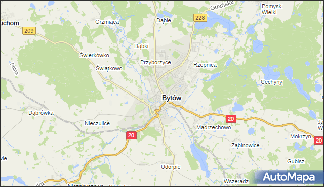 mapa Bytów, Bytów na mapie Targeo