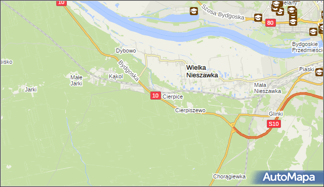 mapa Cierpice gmina Wielka Nieszawka, Cierpice gmina Wielka Nieszawka na mapie Targeo