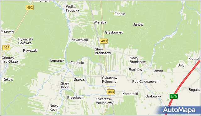 mapa Cykarzew, Cykarzew na mapie Targeo