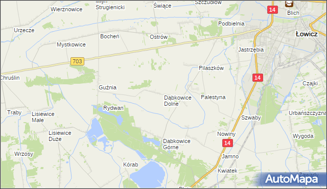 mapa Dąbkowice Dolne, Dąbkowice Dolne na mapie Targeo