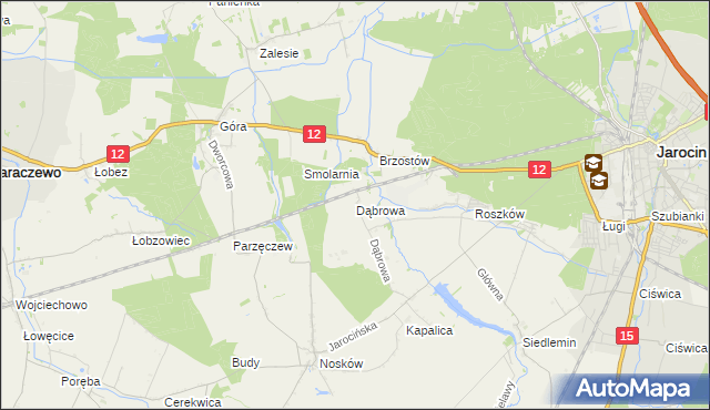mapa Dąbrowa gmina Jarocin, Dąbrowa gmina Jarocin na mapie Targeo