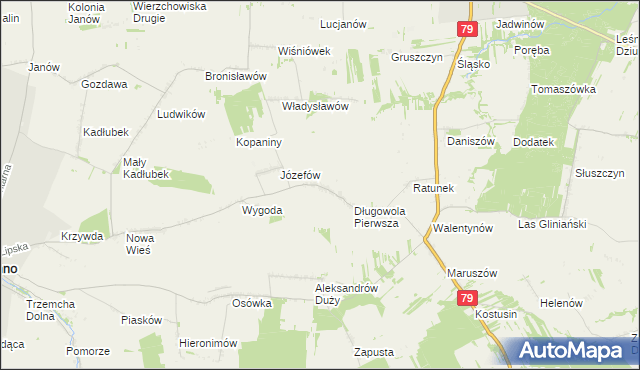 mapa Długowola Druga, Długowola Druga na mapie Targeo