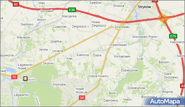 mapa Dobra gmina Stryków, Dobra gmina Stryków na mapie Targeo