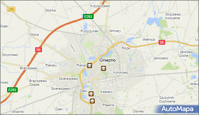 mapa Gniezna, Gniezno na mapie Targeo