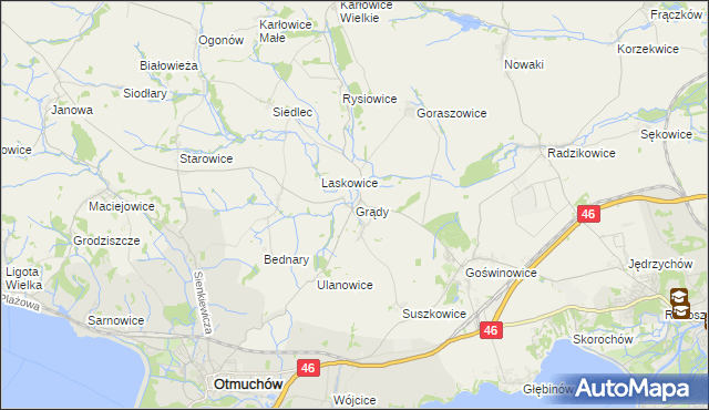 mapa Grądy gmina Otmuchów, Grądy gmina Otmuchów na mapie Targeo