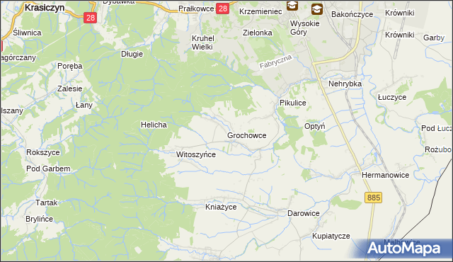 mapa Grochowce, Grochowce na mapie Targeo