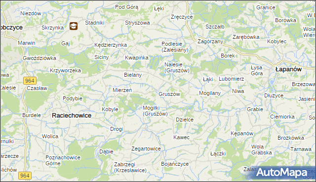 mapa Gruszów gmina Raciechowice, Gruszów gmina Raciechowice na mapie Targeo