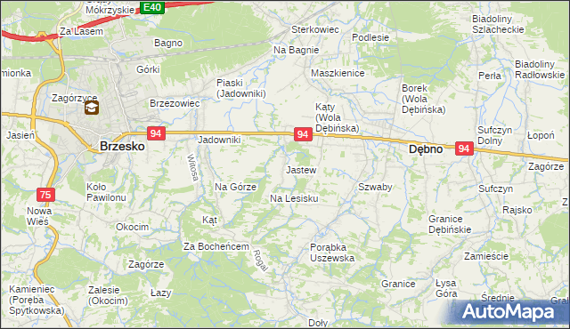 mapa Jastew, Jastew na mapie Targeo