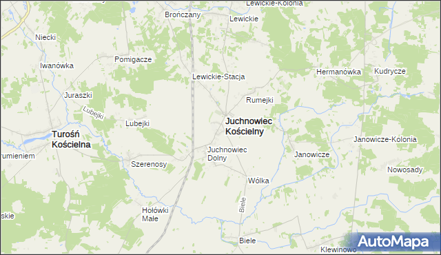 mapa Juchnowiec Górny, Juchnowiec Górny na mapie Targeo