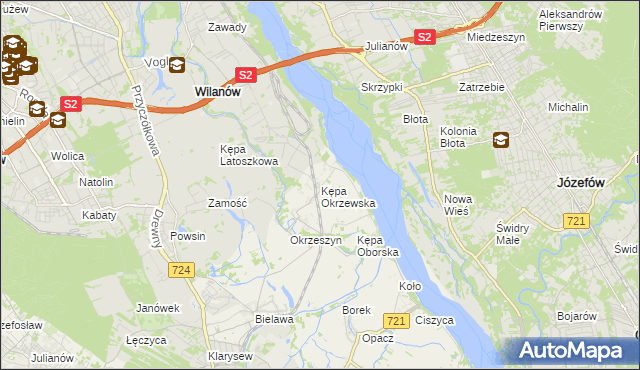 mapa Kępa Okrzewska, Kępa Okrzewska na mapie Targeo