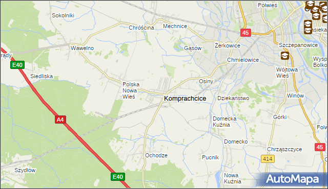 mapa Komprachcice, Komprachcice na mapie Targeo