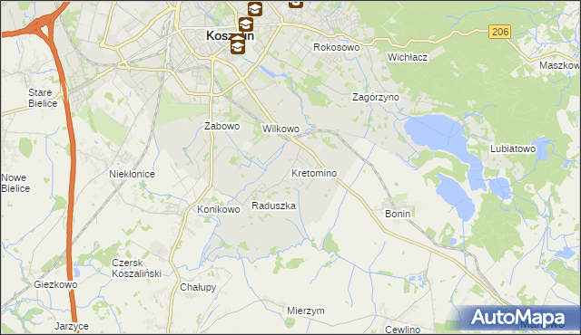 mapa Kretomino, Kretomino na mapie Targeo