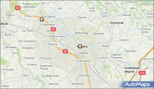 mapa Krosna, Krosno na mapie Targeo