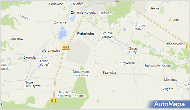 mapa Krzywice-Kolonia, Krzywice-Kolonia na mapie Targeo