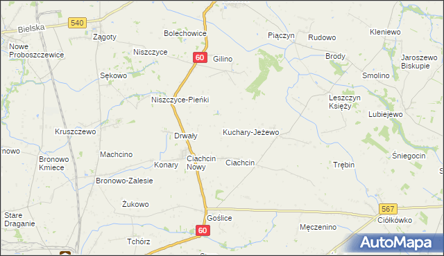 mapa Kuchary-Jeżewo, Kuchary-Jeżewo na mapie Targeo