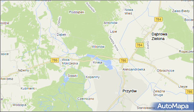 mapa Leśniczówka Knieja gmina Dąbrowa Zielona, Leśniczówka Knieja gmina Dąbrowa Zielona na mapie Targeo