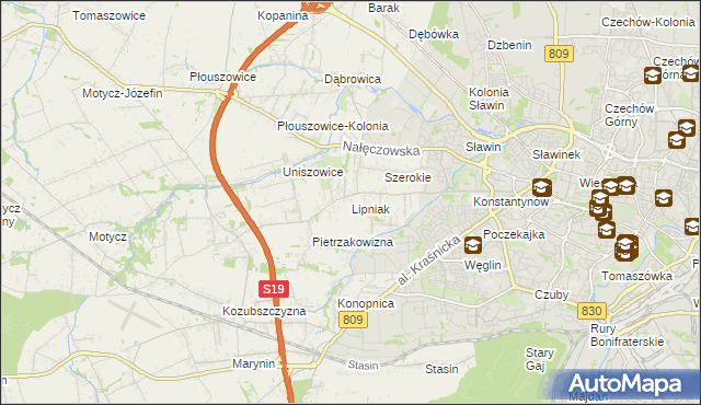 mapa Lipniak gmina Konopnica, Lipniak gmina Konopnica na mapie Targeo