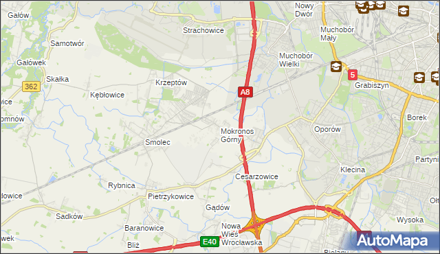 mapa Mokronos Górny, Mokronos Górny na mapie Targeo