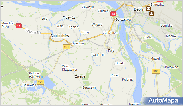 mapa Nagórnik gmina Sieciechów, Nagórnik gmina Sieciechów na mapie Targeo