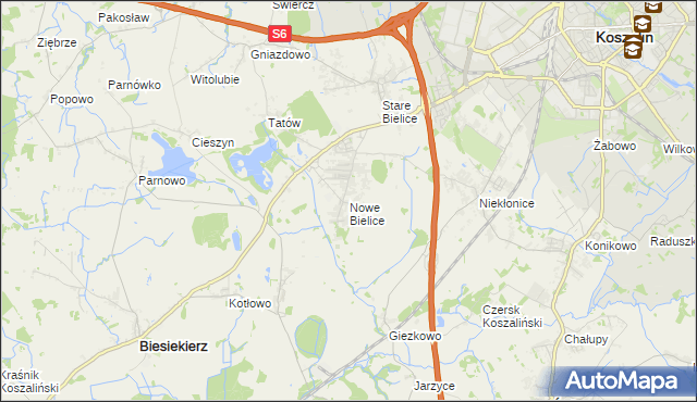 mapa Nowe Bielice, Nowe Bielice na mapie Targeo
