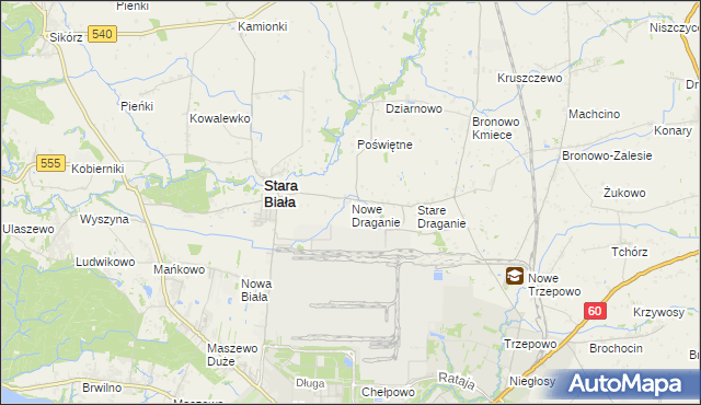 mapa Nowe Draganie, Nowe Draganie na mapie Targeo