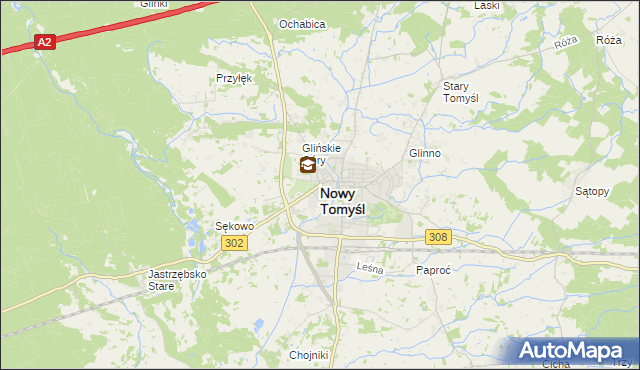 mapa Nowy Tomyśl, Nowy Tomyśl na mapie Targeo