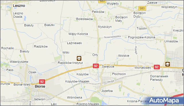 mapa Orły gmina Ożarów Mazowiecki, Orły gmina Ożarów Mazowiecki na mapie Targeo