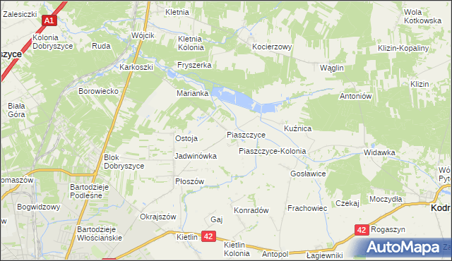 mapa Piaszczyce, Piaszczyce na mapie Targeo