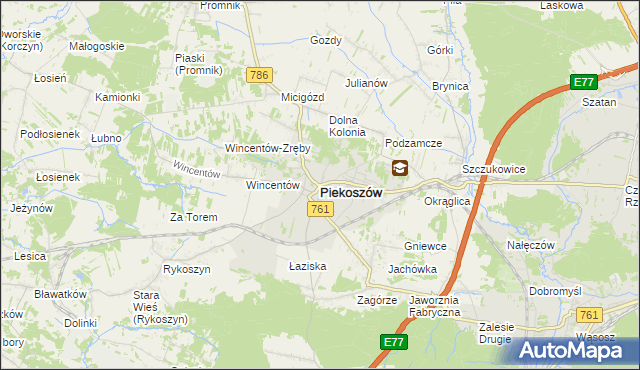 mapa Piekoszów, Piekoszów na mapie Targeo