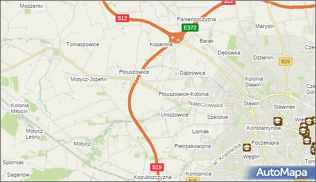 mapa Płouszowice-Kolonia, Płouszowice-Kolonia na mapie Targeo