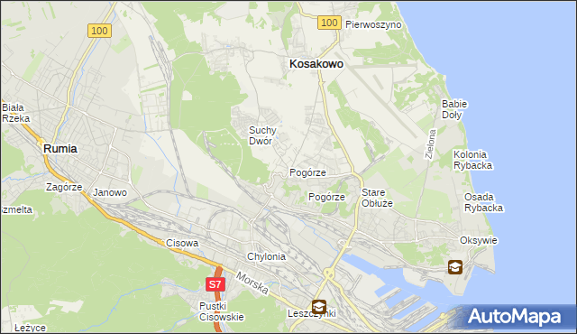 mapa Pogórze gmina Kosakowo, Pogórze gmina Kosakowo na mapie Targeo