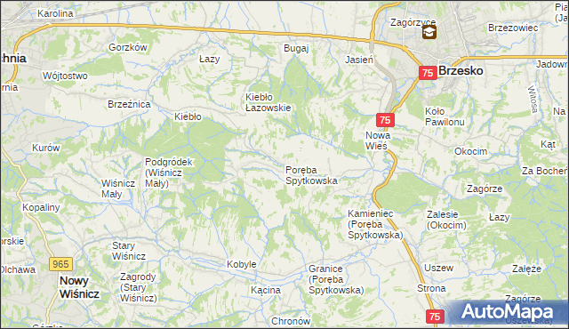 mapa Poręba Spytkowska, Poręba Spytkowska na mapie Targeo