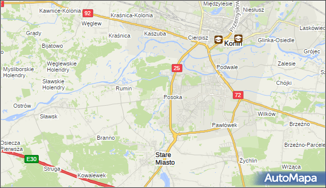 mapa Posoka gmina Stare Miasto, Posoka gmina Stare Miasto na mapie Targeo