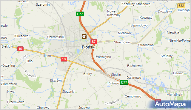 mapa Poświętne gmina Płońsk, Poświętne gmina Płońsk na mapie Targeo