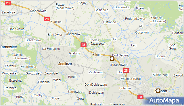 mapa Potok gmina Jedlicze, Potok gmina Jedlicze na mapie Targeo