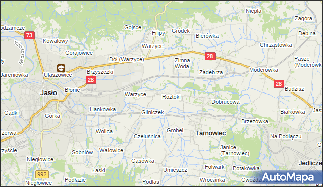 mapa Roztoki gmina Tarnowiec, Roztoki gmina Tarnowiec na mapie Targeo