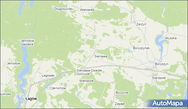 mapa Sieniawa gmina Łagów, Sieniawa gmina Łagów na mapie Targeo