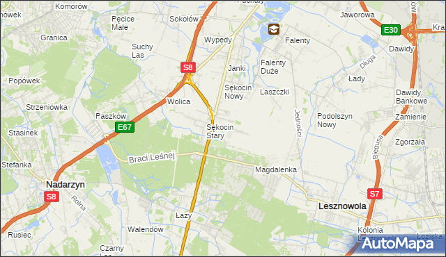 mapa Słomin gmina Raszyn, Słomin gmina Raszyn na mapie Targeo