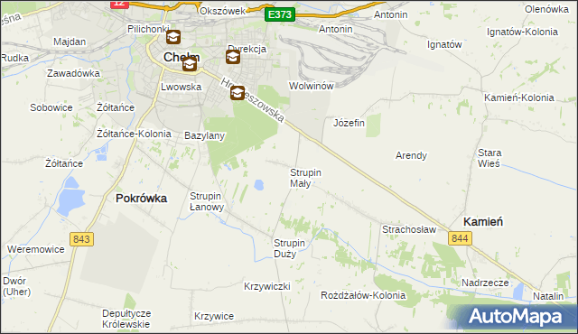 mapa Strupin Mały, Strupin Mały na mapie Targeo