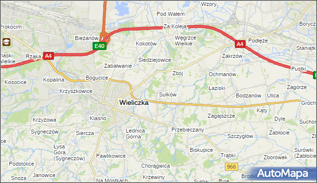 mapa Sułków gmina Wieliczka, Sułków gmina Wieliczka na mapie Targeo