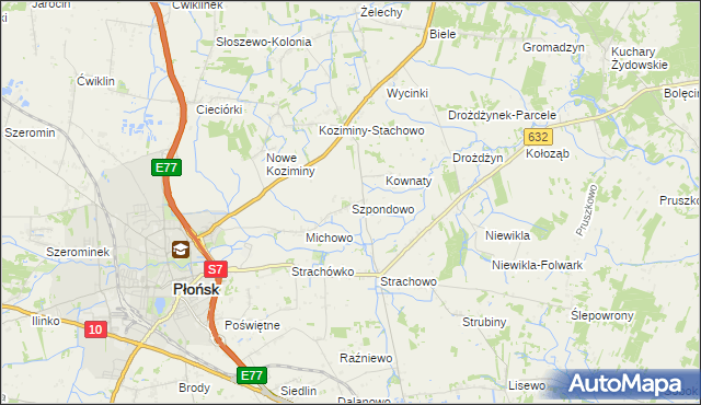 mapa Szpondowo, Szpondowo na mapie Targeo