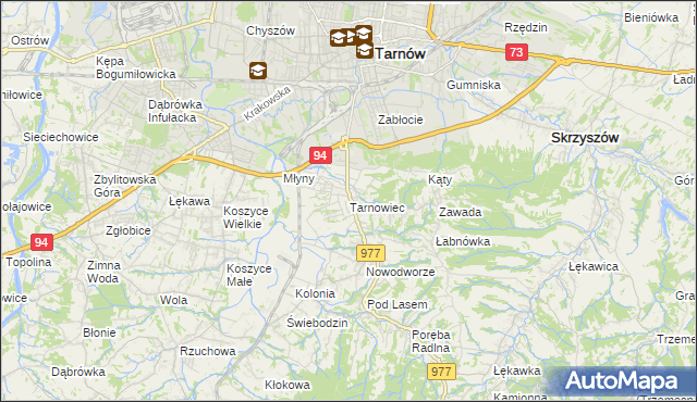 mapa Tarnowiec gmina Tarnów, Tarnowiec gmina Tarnów na mapie Targeo