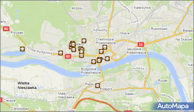 mapa Torunia, Toruń na mapie Targeo