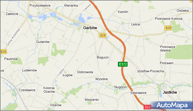 mapa Bogucin gmina Garbów, Bogucin gmina Garbów na mapie Targeo