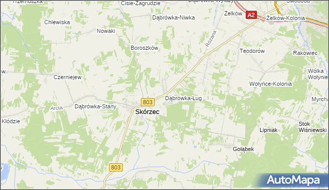 mapa Dąbrówka-Ług, Dąbrówka-Ług na mapie Targeo