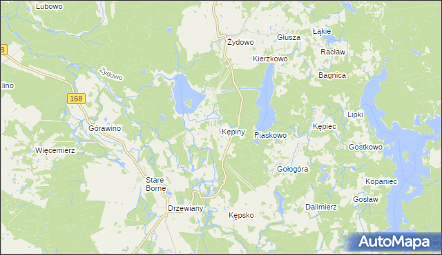 mapa Kępiny gmina Polanów, Kępiny gmina Polanów na mapie Targeo