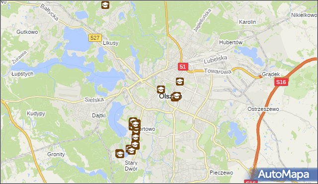 mapa Olsztyna, Olsztyn na mapie Targeo